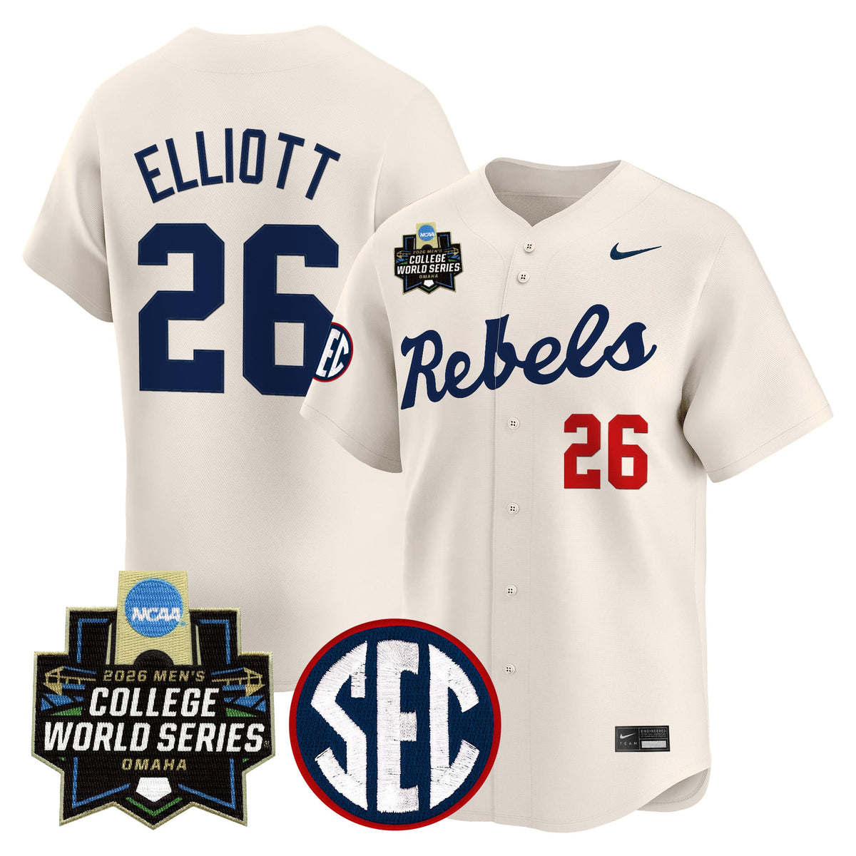 Men's Ole Miss Rebels 2026 World Series Vapor Premier Limited Jersey - All Stitched