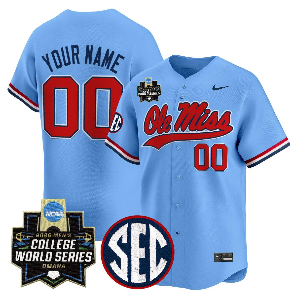 Ole Miss Rebels 2026 World Series Vapor Premier Limited Custom Jersey - All Stitched
