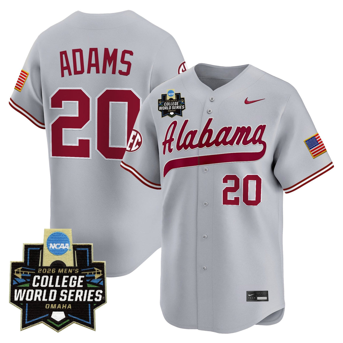 Men's Alabama Crimson Tide 2026 World Series Vapor Premier Limited Jersey - All Stitched