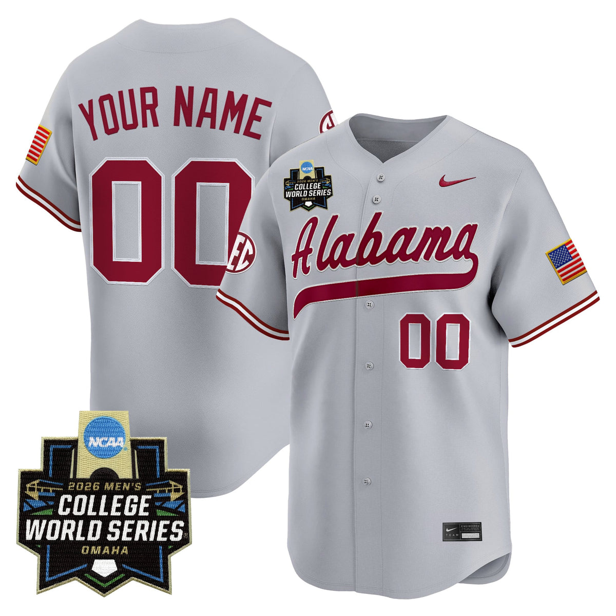 Alabama Crimson Tide 2026 World Series Vapor Premier Limited Custom Jersey V2 - All Stitched