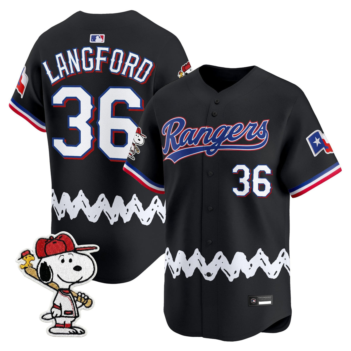 Men's Texas Rangers x Peanuts Vapor Premier Limited Jersey - Stitched