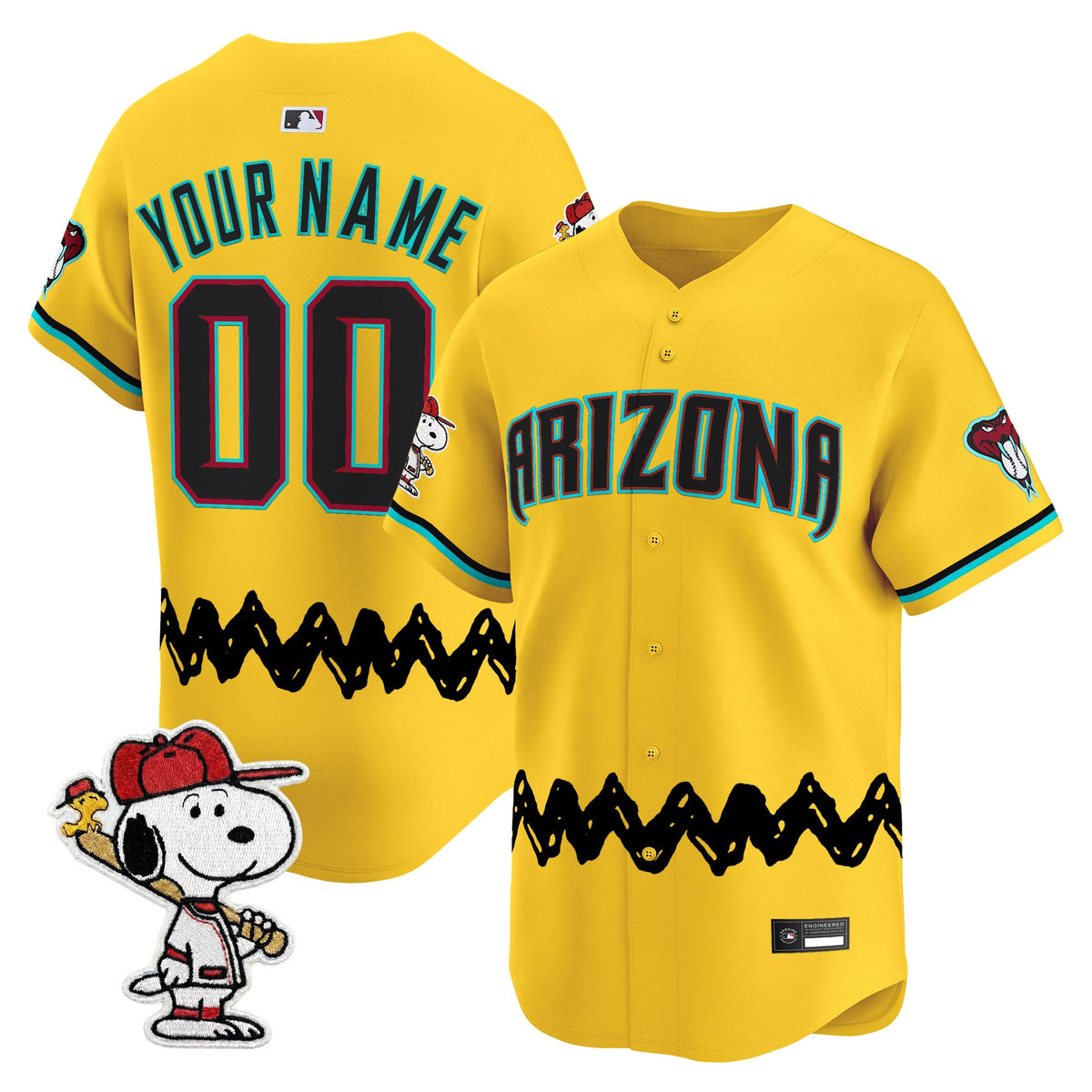 Diamondbacks x Peanuts Vapor Premier Limited Custom Jersey - Stitched