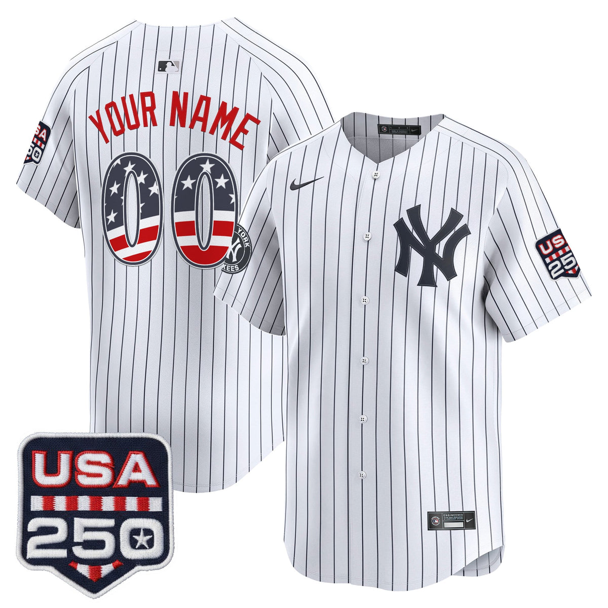 New York Yankees USA 250 Fourth of July Vapor Premier Limited Custom Jersey - All Stitched