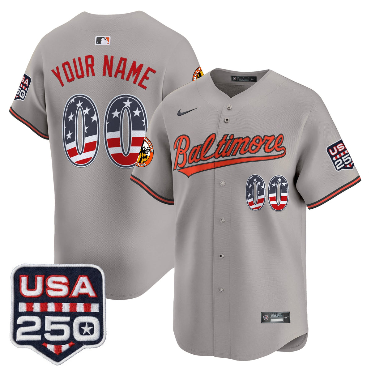 Baltimore Orioles USA 250 Fourth of July Vapor Premier Limited Custom Jersey - All Stitched