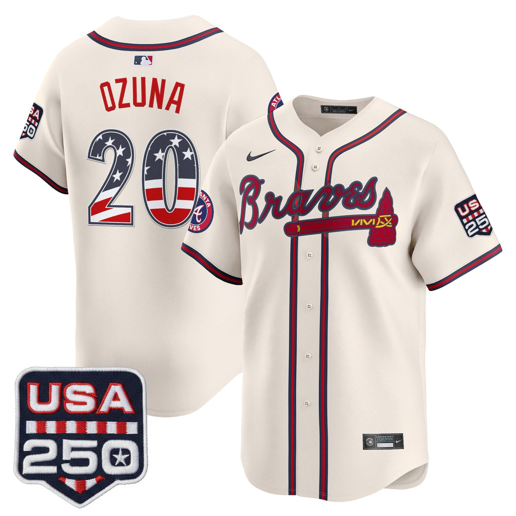 Men's Atlanta Braves USA 250 Fourth of July Vapor Premier Limited Jersey - All Stitched