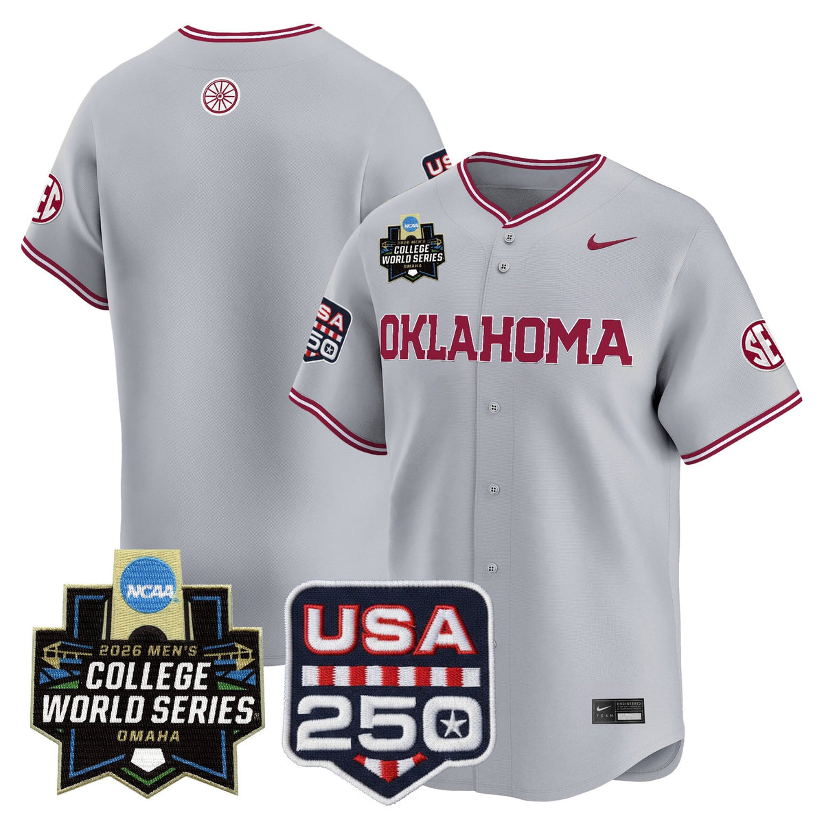 Men's Oklahoma Sooners USA 250 Fourth of July Vapor Premier Limited Jersey - 2026 World Series Patch - All Stitched
