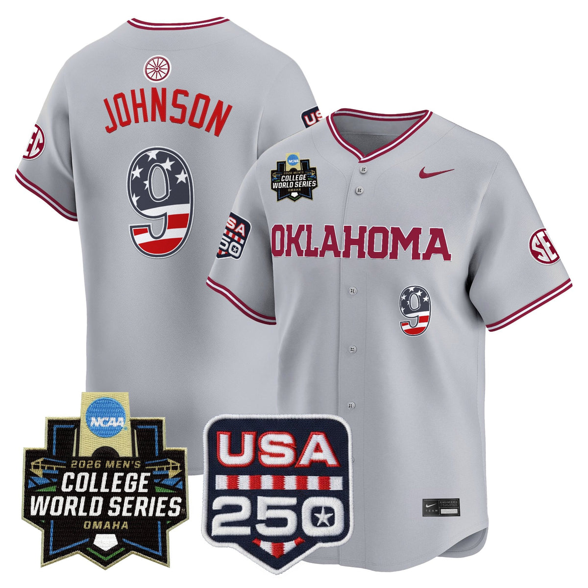 Men's Oklahoma Sooners USA 250 Fourth of July Vapor Premier Limited Jersey - 2026 World Series Patch - All Stitched