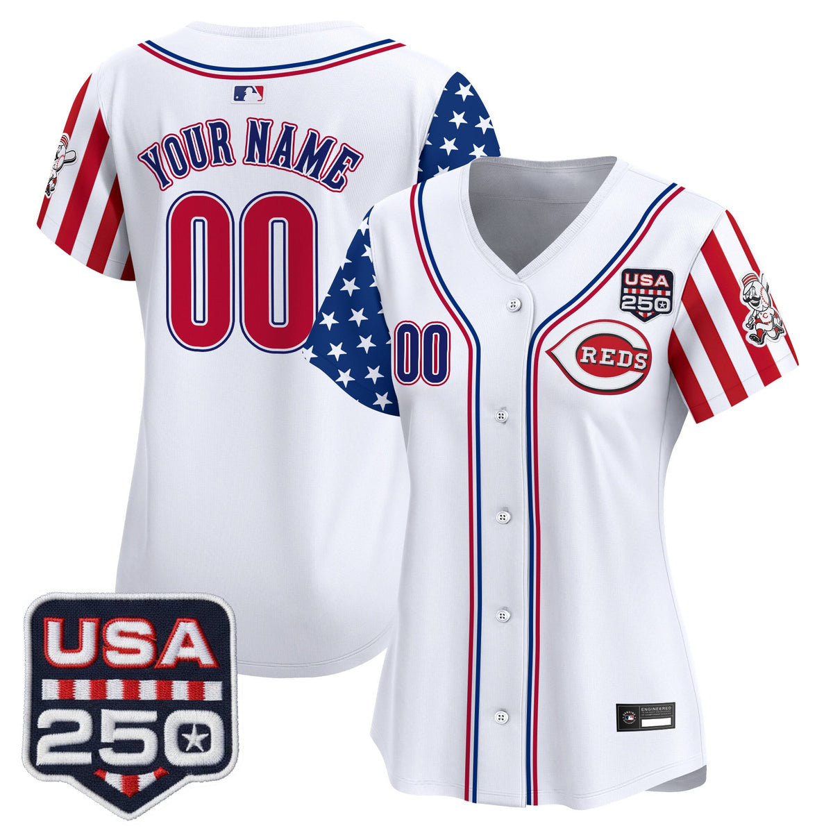 Cincinnati Reds "America250 Edition" Vapor Premier Limited Custom Jersey - All Stitched