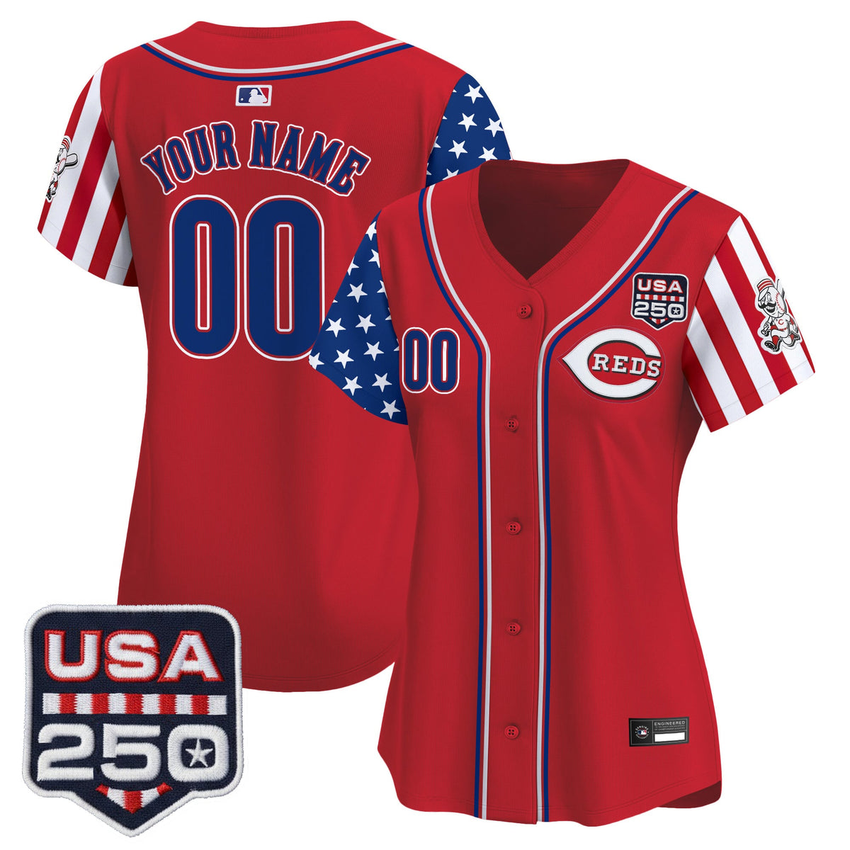 Cincinnati Reds "America250 Edition" Vapor Premier Limited Custom Jersey - All Stitched