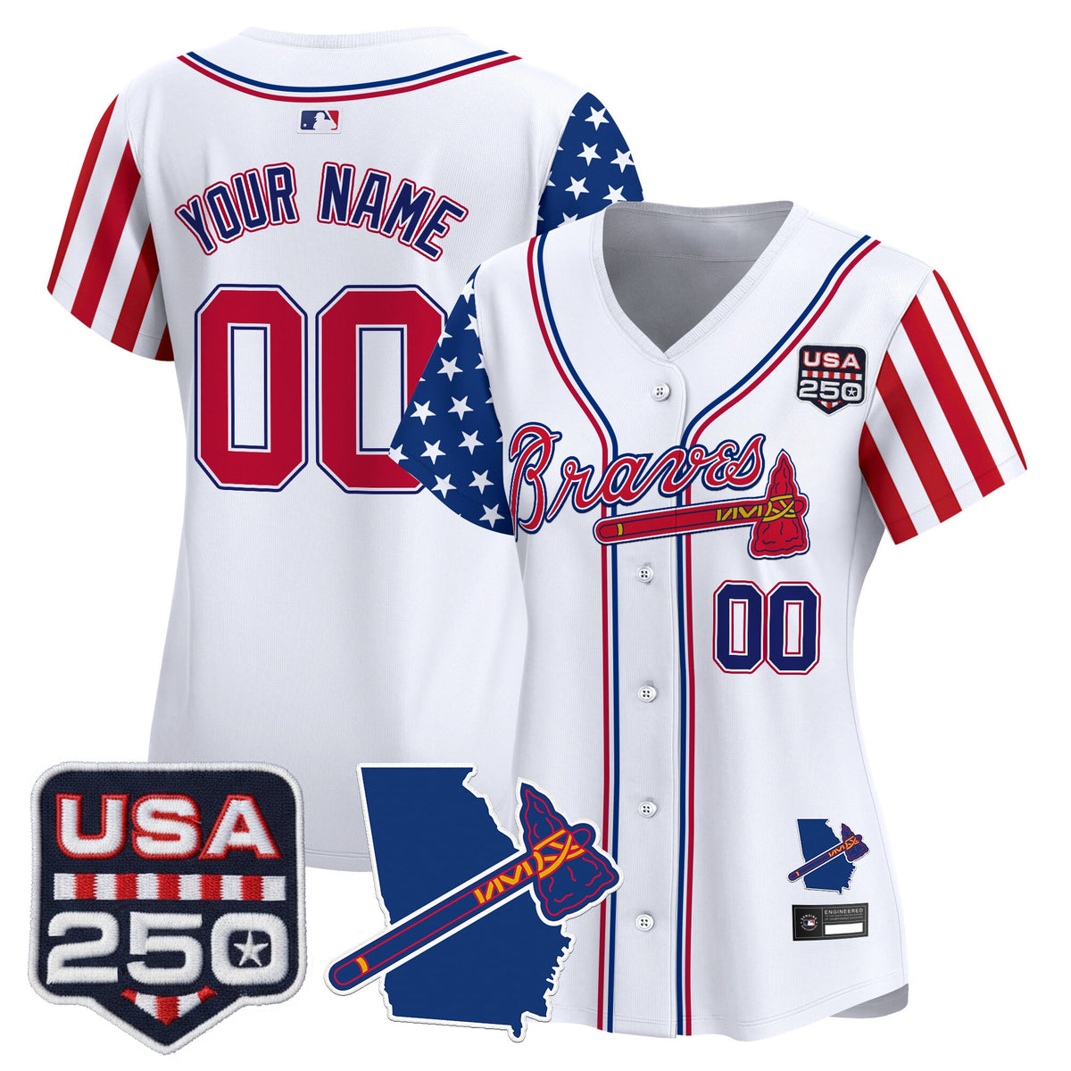 Atlanta Braves "America 250 Edition" Vapor Premier Limited Custom Jersey - All Stitched
