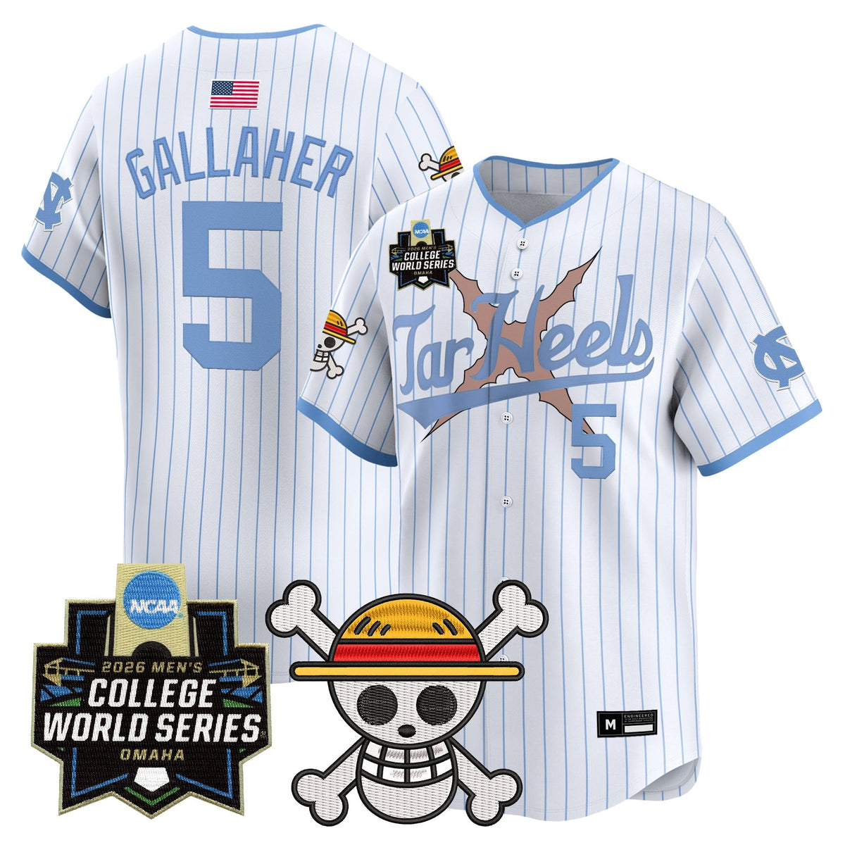Men's North Carolina Tar Heels 2026 World Series x One Piece Vapor Premier Limited Jersey - All Stitched