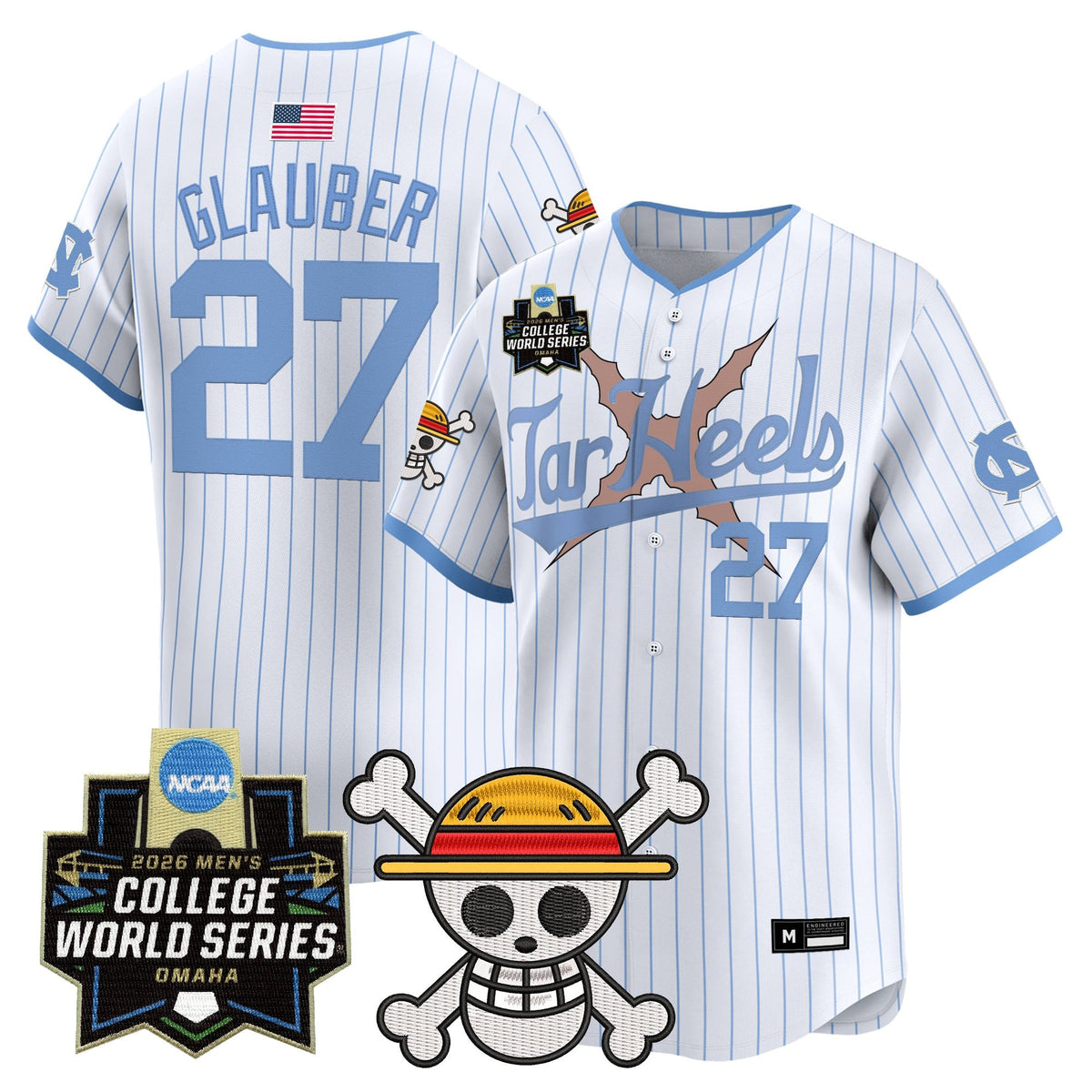 Men's North Carolina Tar Heels 2026 World Series x One Piece Vapor Premier Limited Jersey - All Stitched