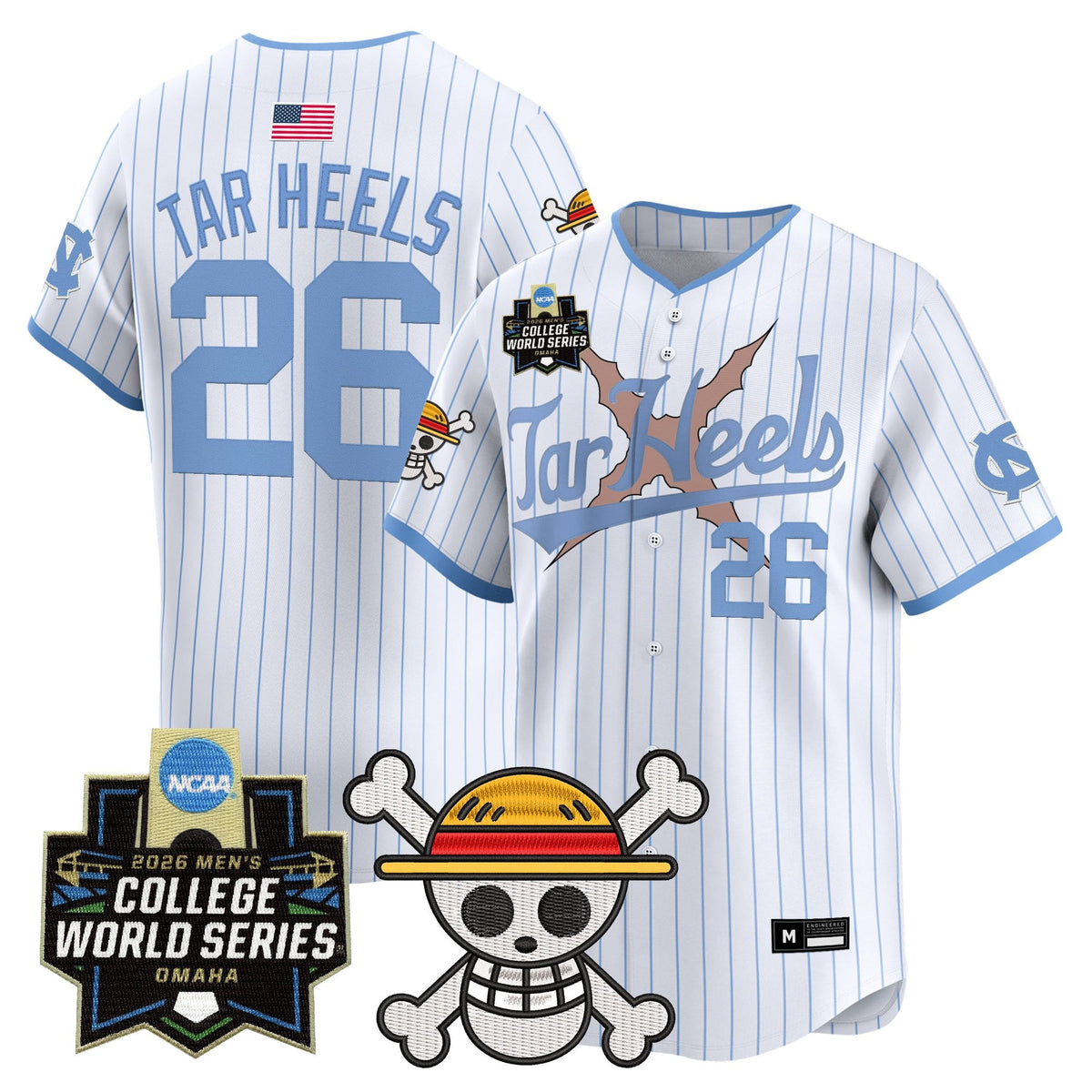 Men's North Carolina Tar Heels 2026 World Series x One Piece Vapor Premier Limited Jersey - All Stitched