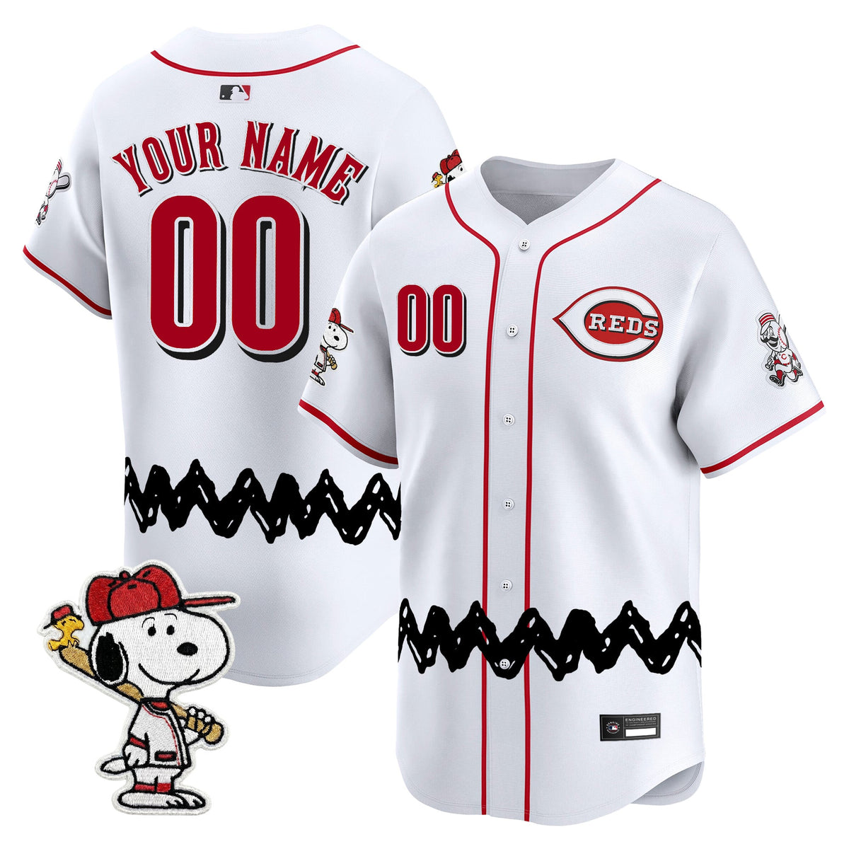 Cincinnati Reds x Peanuts Vapor Premier Limited Custom Jersey - Stitched