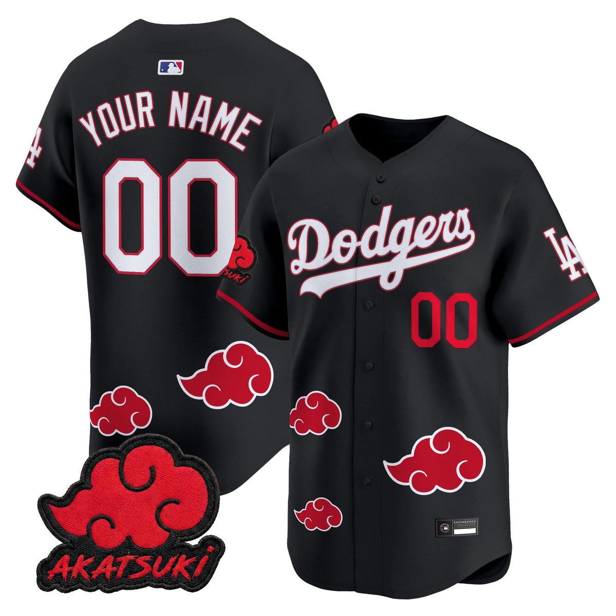Los Angeles Dodgers x Naruto "Akatsuki Edition" Vapor Premier Limited Custom Jersey - Stitched