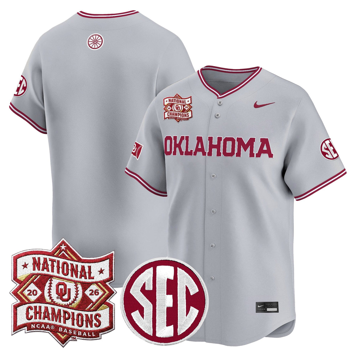 Men's Oklahoma Sooners 2026 National Champions Patch Vapor Premier Limited Jersey V2 - All Stitched