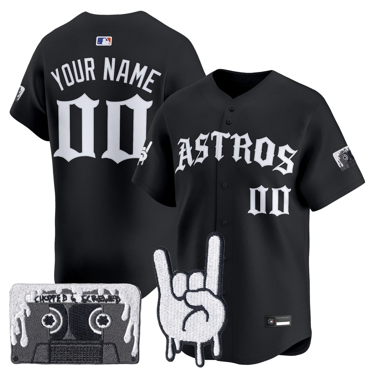 Houston Astros Dj Screw Vapor Premier Limited Custom Jersey - Gothic Edition - All Stitched