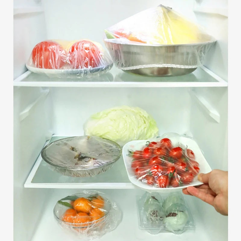 Elastic Food Covers, Disposable Plastic Bowl Lids for Fruit Vegetable Storage Freshness Seal Wraps Shoe Cover Shower Headgear