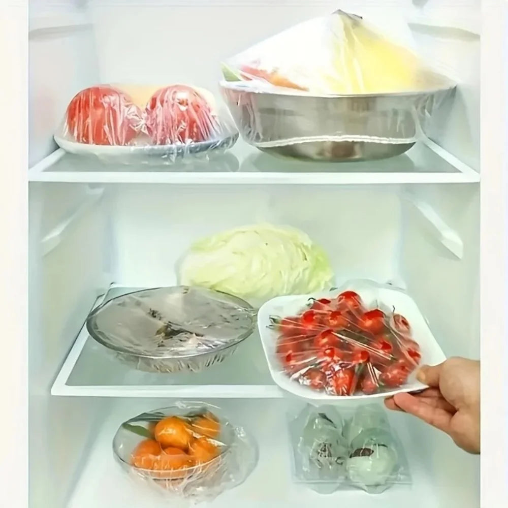 100pcs Disposable Fresh-keeping Film Cover No Odor Household Food Grade Fresh-keeping Bowl Cover PE Fresh-keeping Film