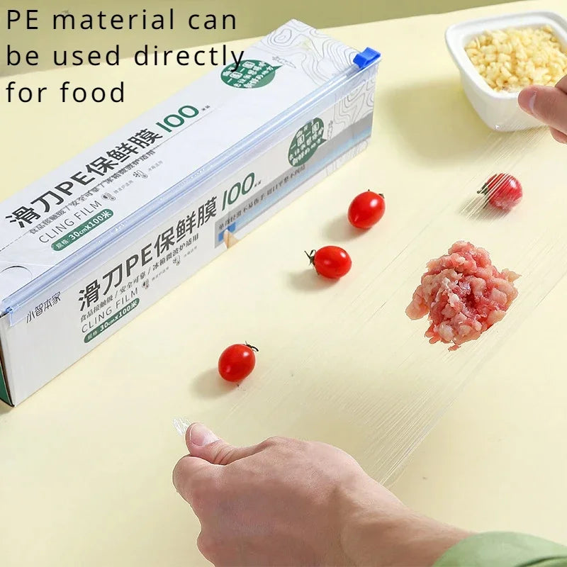 Saran Wrap, Microwavable Cling Film Wrap - With Removable Slide-Cutter, Clear Plastic Food Wrapping Film Keep Food Fres