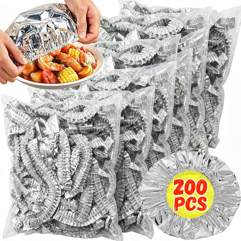 Foil Film Disposable Food Cover Aluminum Foil Insulation Covers Elastic Fresh-keep Saran Warp Vegetable Storage Bags Organizer