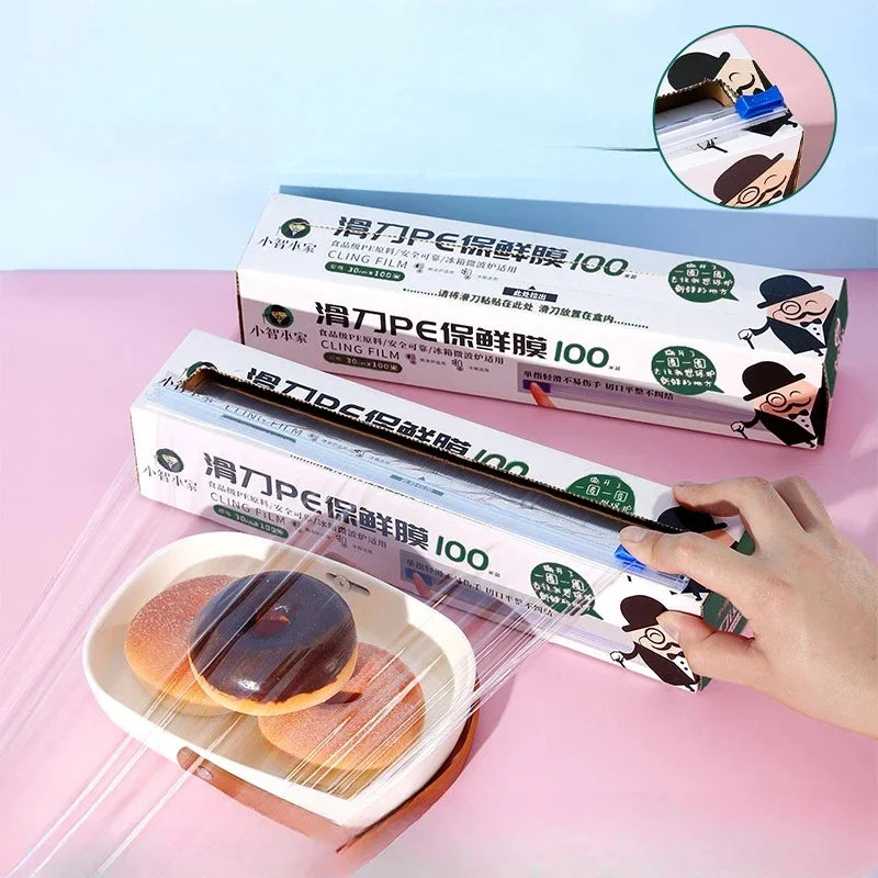 Saran Wrap, Microwavable Cling Film Wrap - With Removable Slide-Cutter, Clear Plastic Food Wrapping Film Keep Food Fres