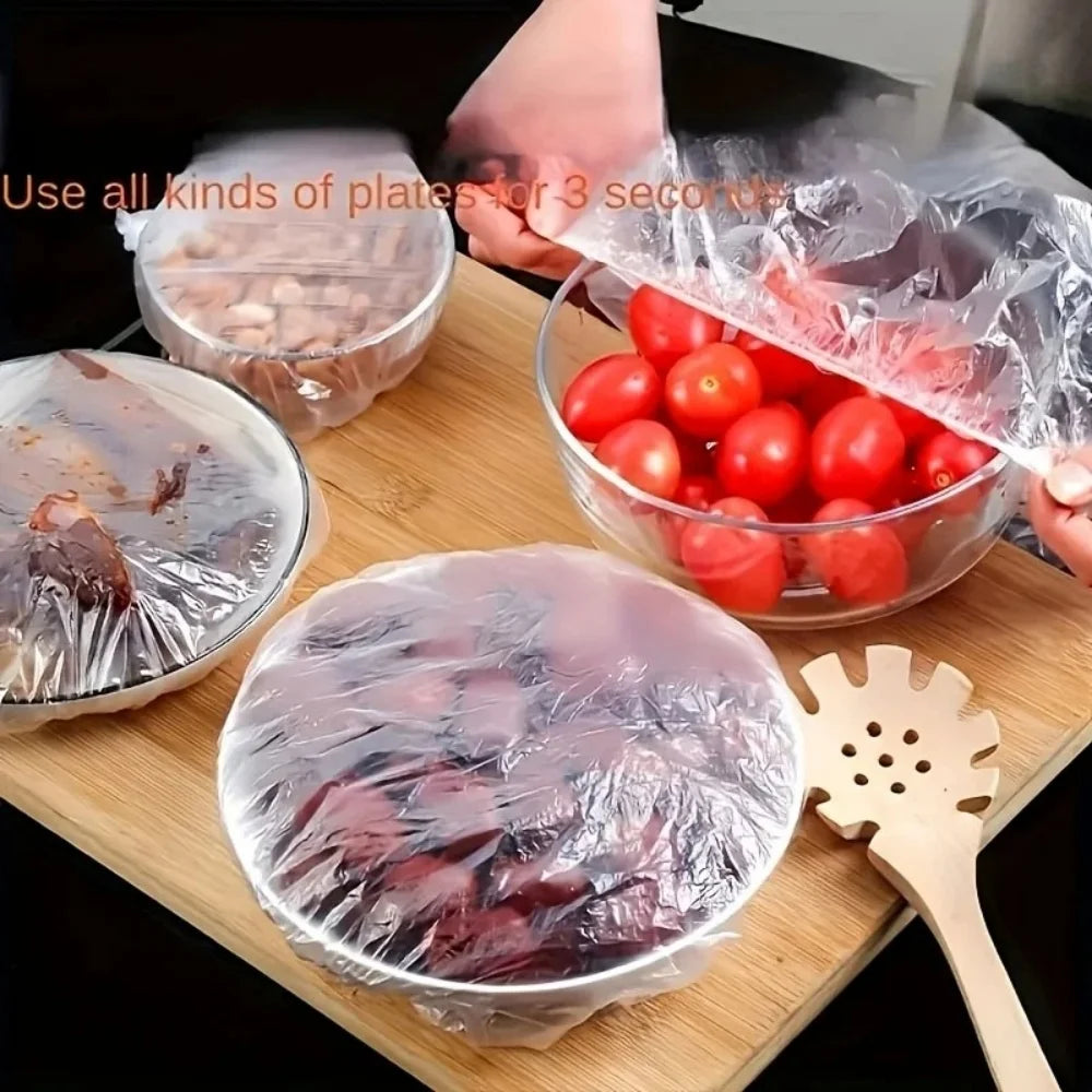 100pcs Disposable Fresh-keeping Film Cover No Odor Household Food Grade Fresh-keeping Bowl Cover PE Fresh-keeping Film