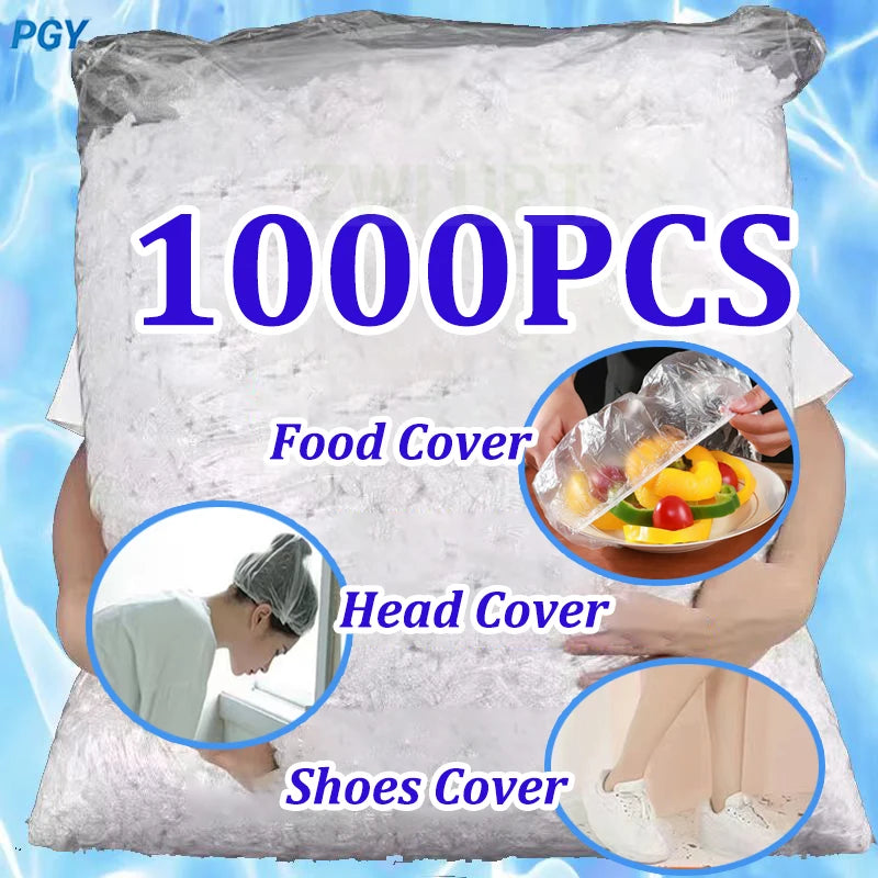 Elastic Food Covers, Disposable Plastic Bowl Lids for Fruit Vegetable Storage Freshness Seal Wraps Shoe Cover Shower Headgear