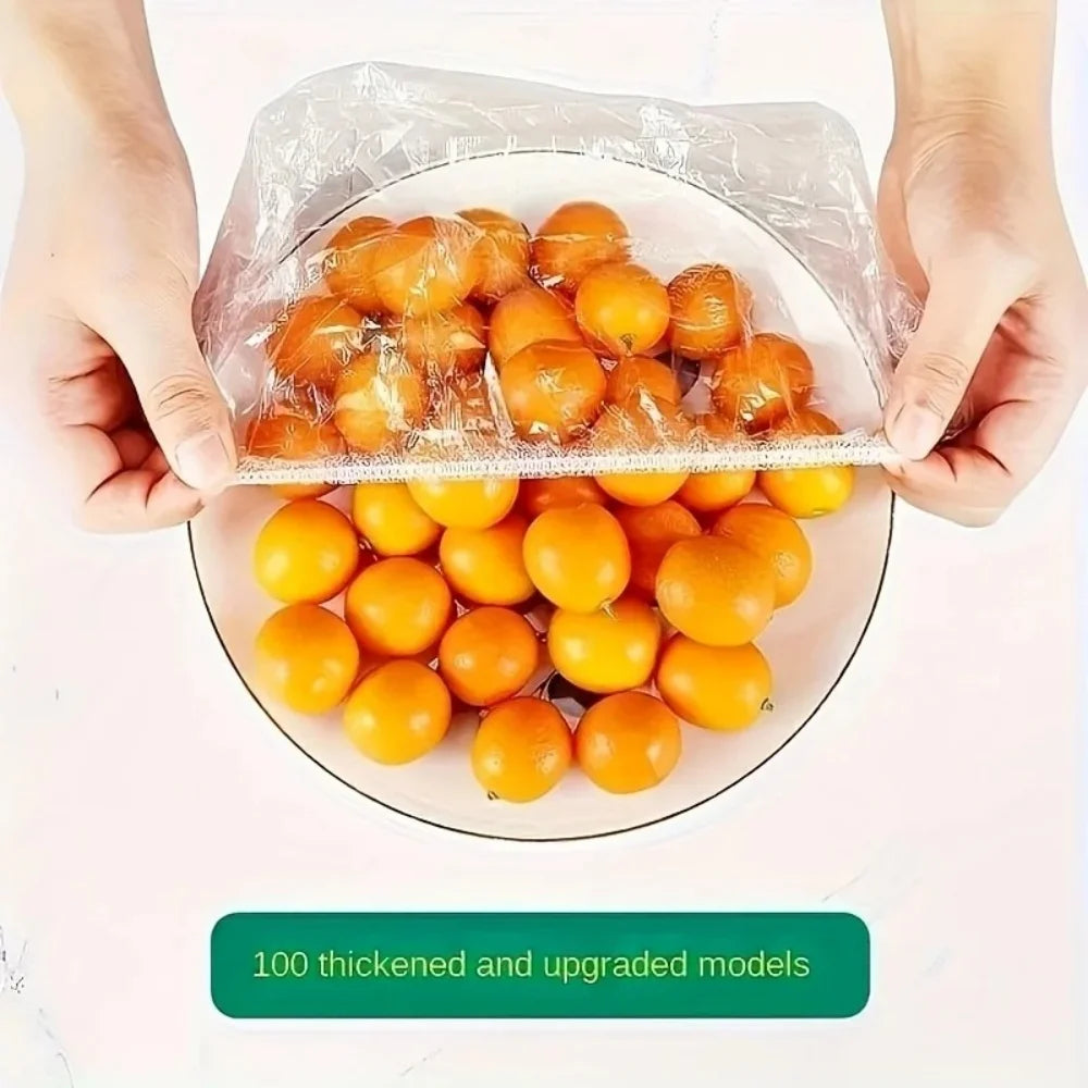 100pcs Disposable Fresh-keeping Film Cover No Odor Household Food Grade Fresh-keeping Bowl Cover PE Fresh-keeping Film