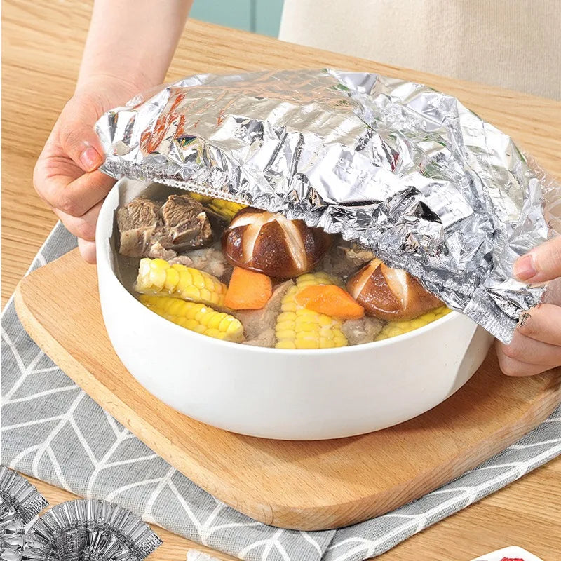 Foil Film Disposable Food Cover Aluminum Foil Insulation Covers Elastic Fresh-keep Saran Warp Vegetable Storage Bags Organizer